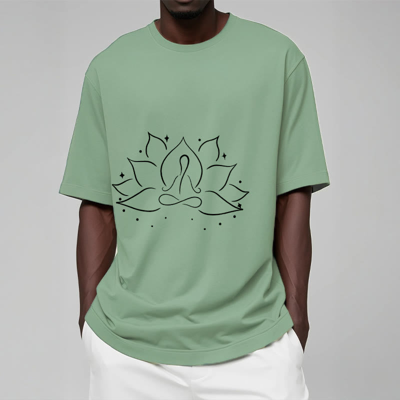 T-shirt avec motif de pose de yoga méditative, Buddha Stones et fleur de lotus - image 15