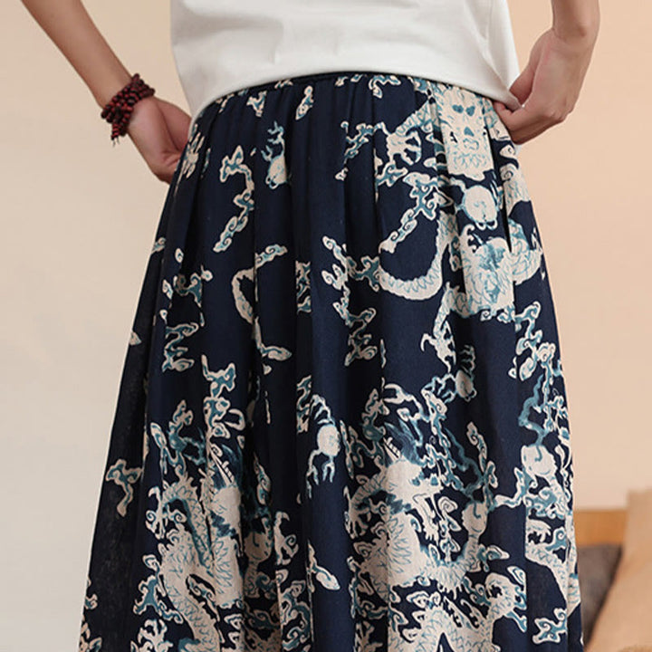 Pantalon sarouel en coton à imprimé dragon et Buddha Stones pour homme, longueur cheville, avec poches - image 8