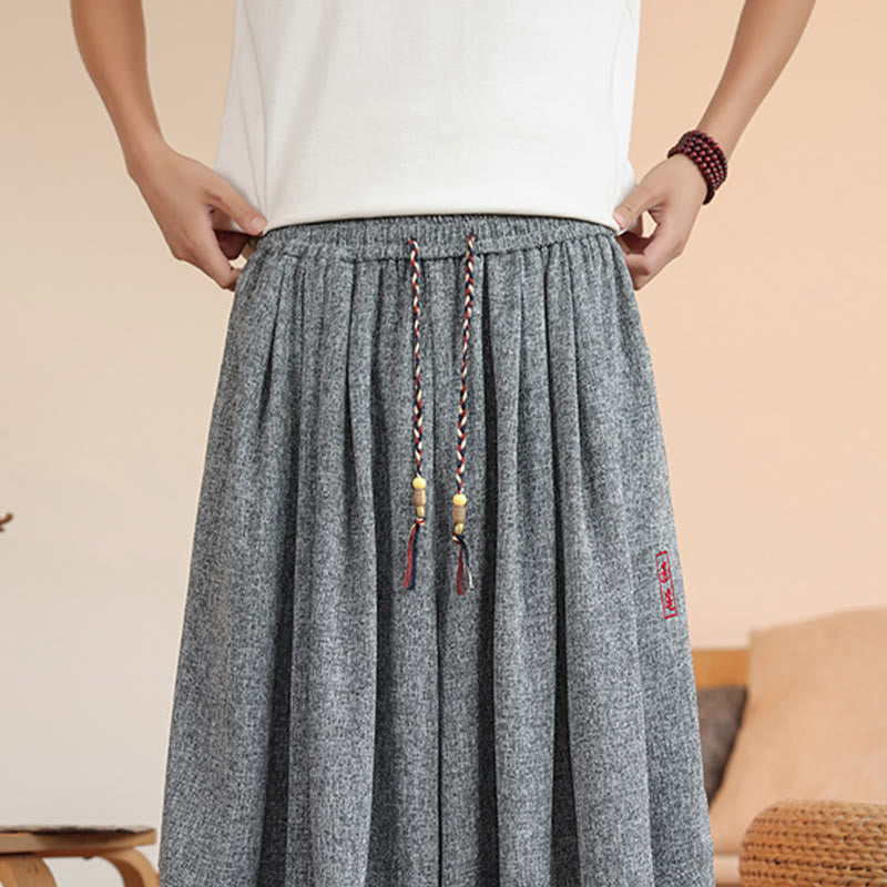 Pantalon sarouel court à la cheville pour homme, avec poches et broderies de personnages d'été, motif Buddha Stones