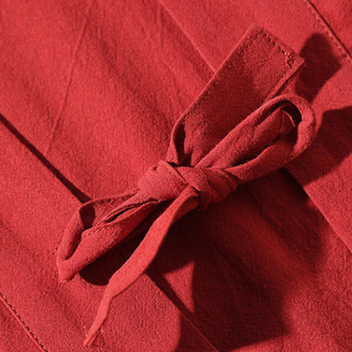 Veste kimono ouverte en coton et lin pour homme, broderie de Buddha Stones et grues blanches volantes - image 7