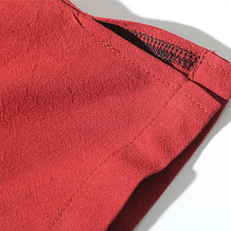 Veste kimono ouverte en coton et lin pour homme, broderie de Buddha Stones et grues blanches volantes - image 11