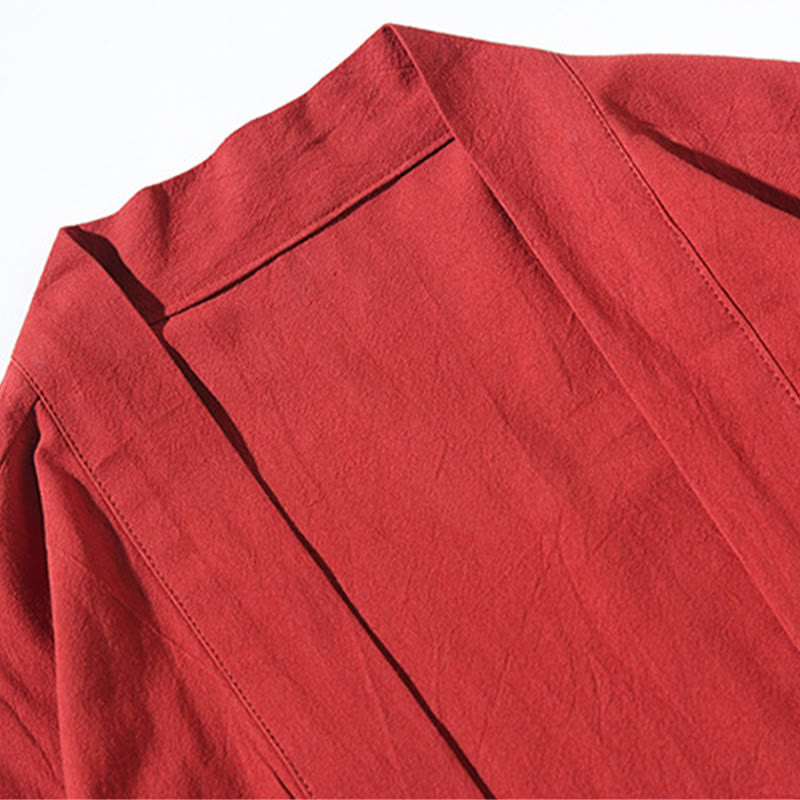 Veste kimono ouverte en coton et lin pour homme, broderie de Buddha Stones et grues blanches volantes - image 4