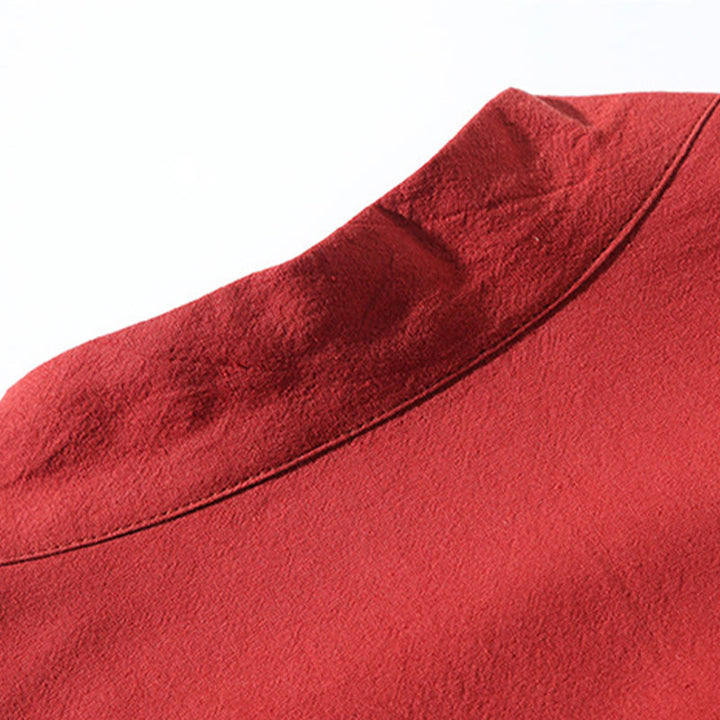 Veste kimono ouverte en coton et lin pour homme, broderie de Buddha Stones et grues blanches volantes - image 5