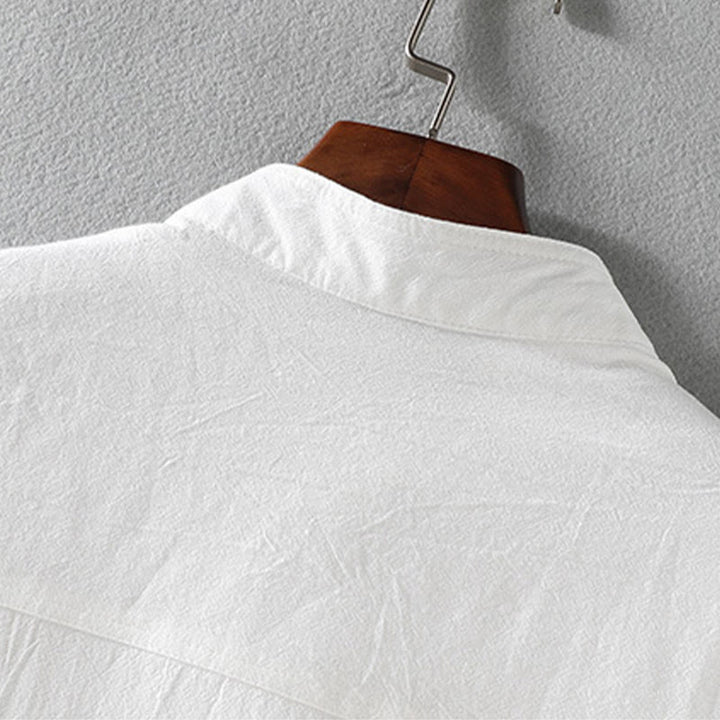 Chemise d'été en coton et lin à manches mi-longues et boutons pour homme Motif Buddha Stones - image 6