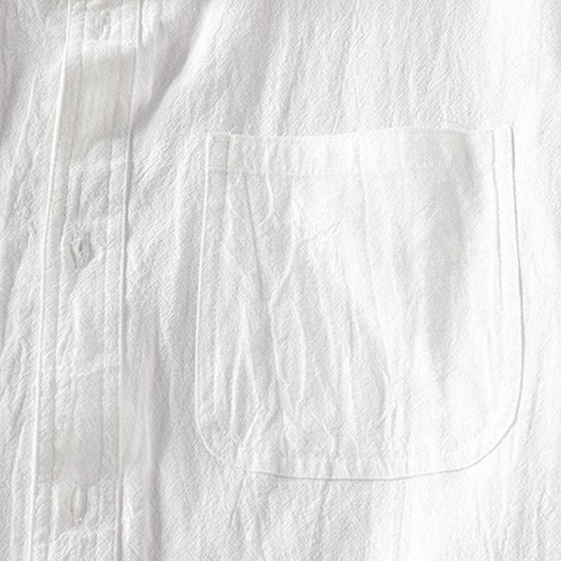 Chemise d'été en coton et lin à manches mi-longues et boutons pour homme Motif Buddha Stones - image 9