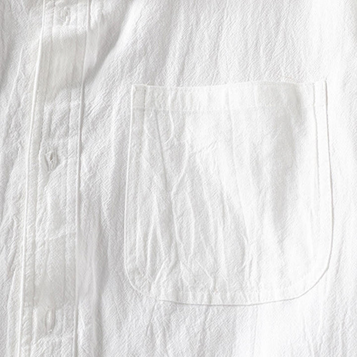 Chemise d'été en coton et lin à manches mi-longues et boutons pour homme Motif Buddha Stones - image 9