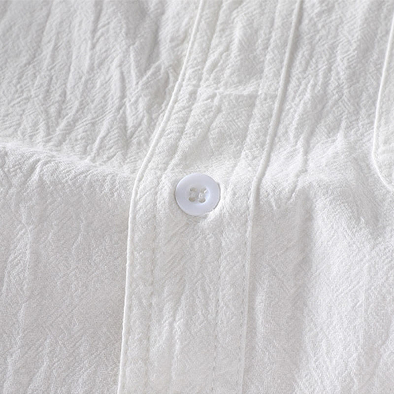 Chemise d'été en coton et lin à manches mi-longues et boutons pour homme Motif Buddha Stones - image 10