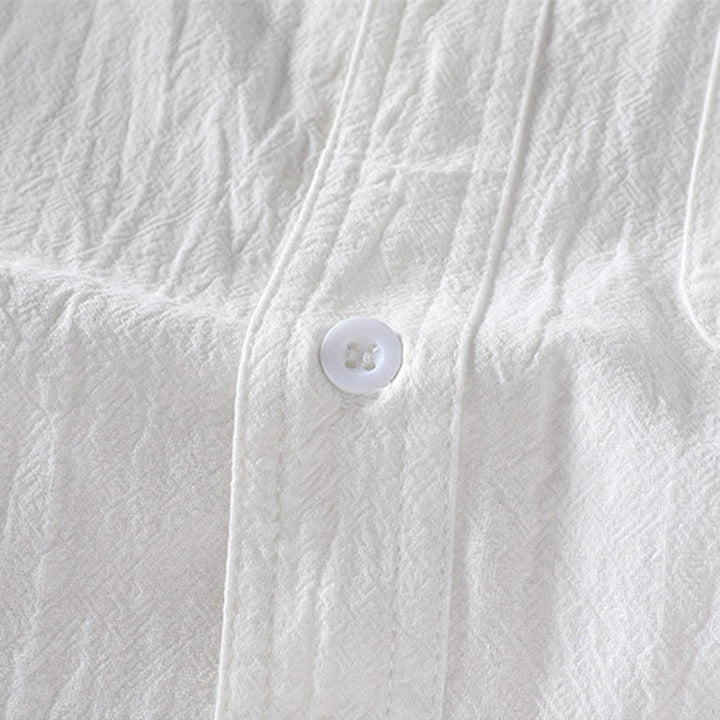 Chemise d'été en coton et lin à manches mi-longues et boutons pour homme Motif Buddha Stones - image 10