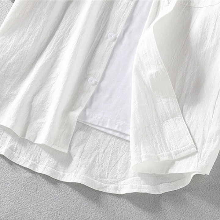 Chemise d'été en coton et lin à manches mi-longues et boutons pour homme Motif Buddha Stones - image 11