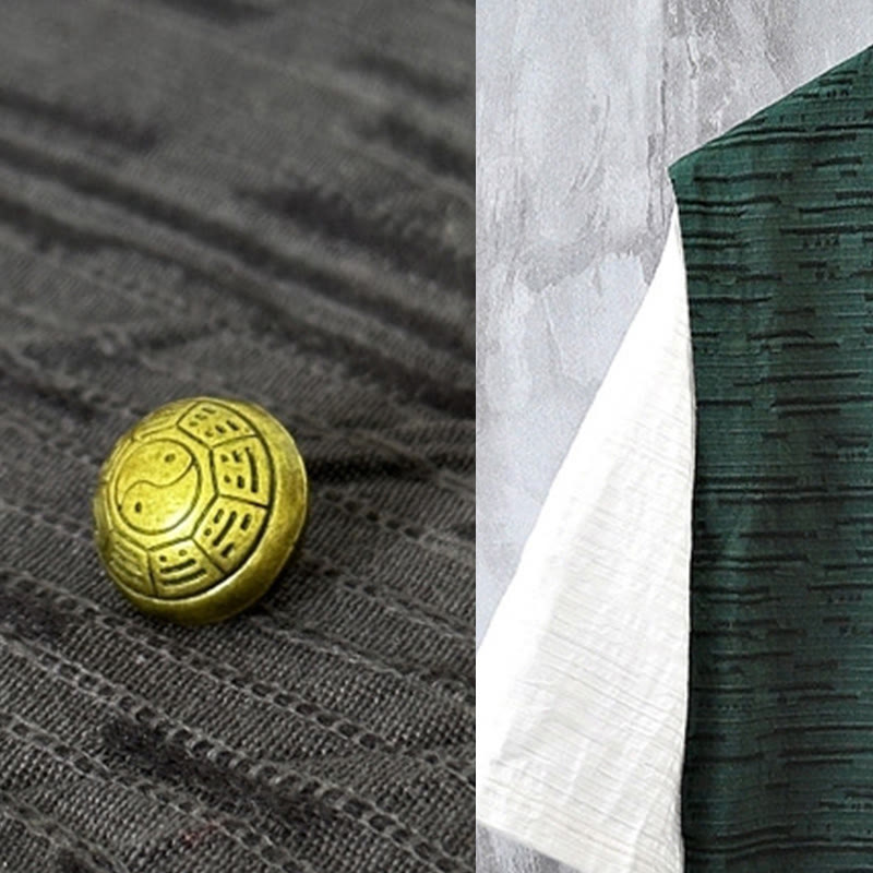 Chemise homme à manches mi-longues en coton et lin, motif patchwork de couleurs et Buddha Stones - image 8