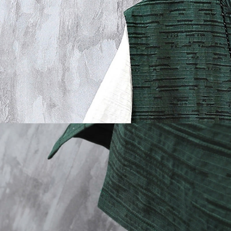 Chemise homme à manches mi-longues en coton et lin, motif patchwork de couleurs et Buddha Stones - image 6