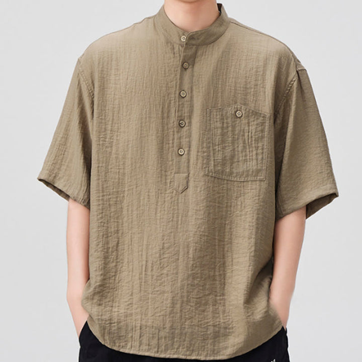 Chemise d'été à manches courtes et demi-boutons pour homme, motif Buddha Stones