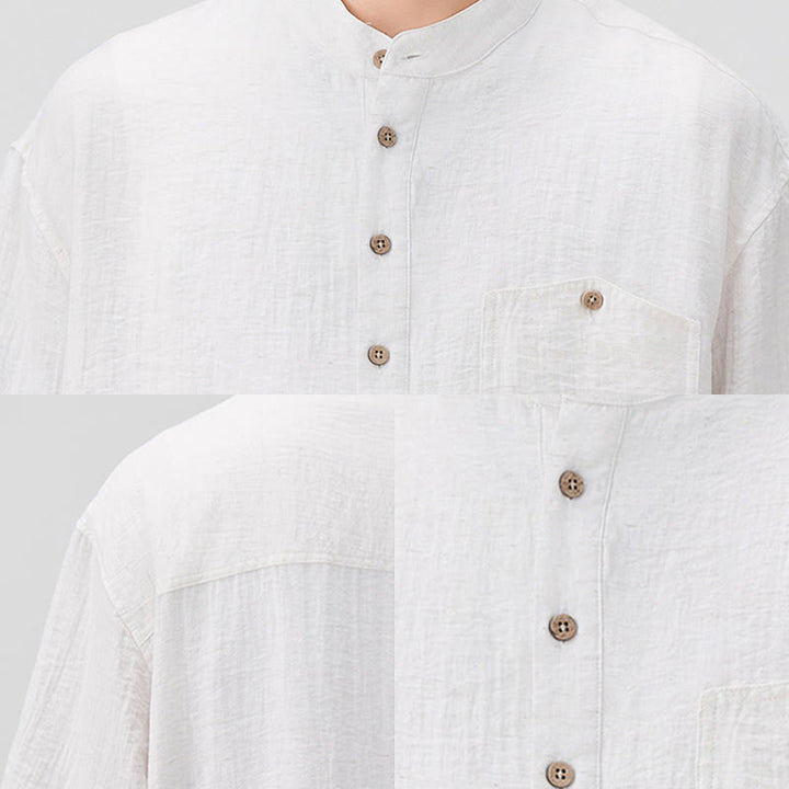 Chemise d'été à manches courtes et demi-boutons pour homme, motif Buddha Stones - image 6
