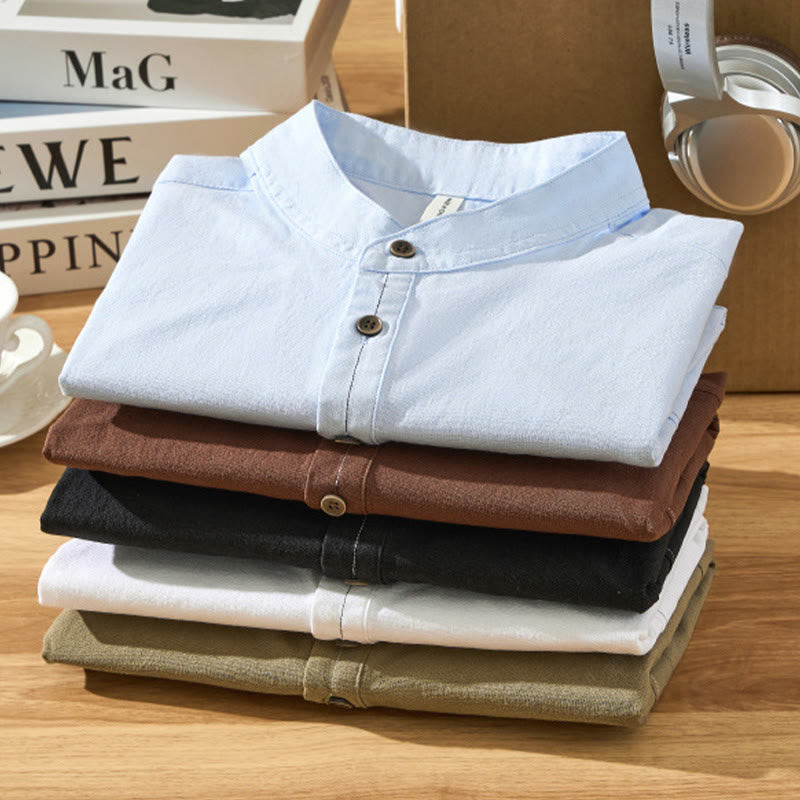 Chemise d'été en coton à manches courtes et demi-bouton pour homme Motif Buddha Stones