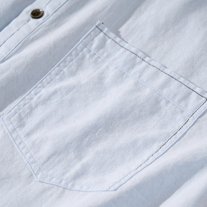 Chemise d'été en coton à manches courtes et demi-bouton pour homme Motif Buddha Stones