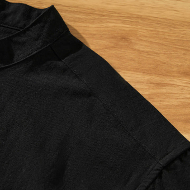 Chemise d'été en coton à manches courtes et demi-bouton pour homme Motif Buddha Stones