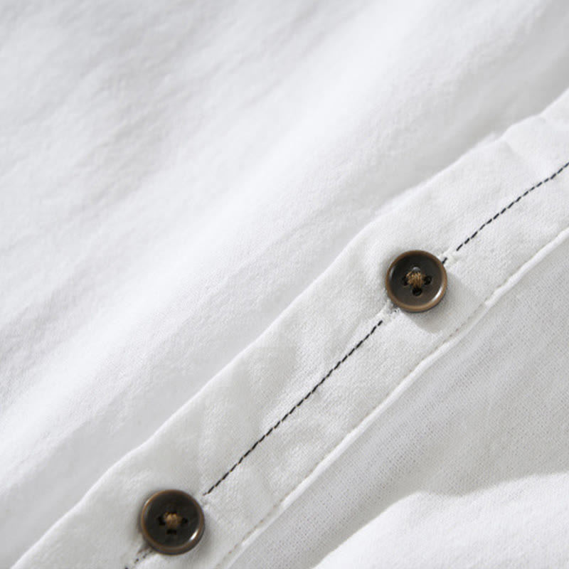 Chemise d'été en coton à manches courtes et demi-bouton pour homme Motif Buddha Stones - image 19