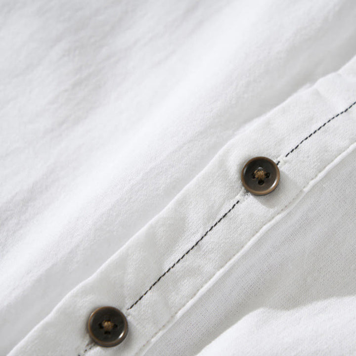 Chemise d'été en coton à manches courtes et demi-bouton pour homme Motif Buddha Stones - image 19