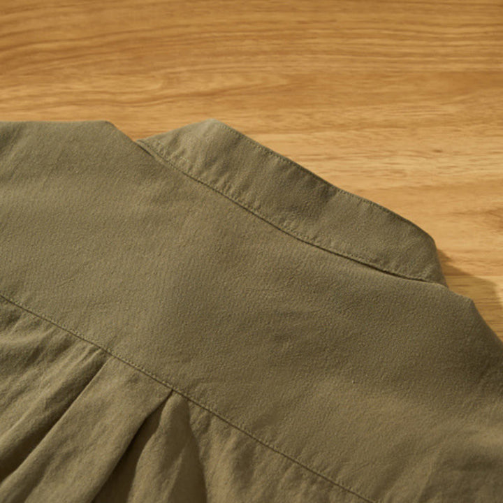 Chemise d'été en coton à manches courtes et demi-bouton pour homme Motif Buddha Stones