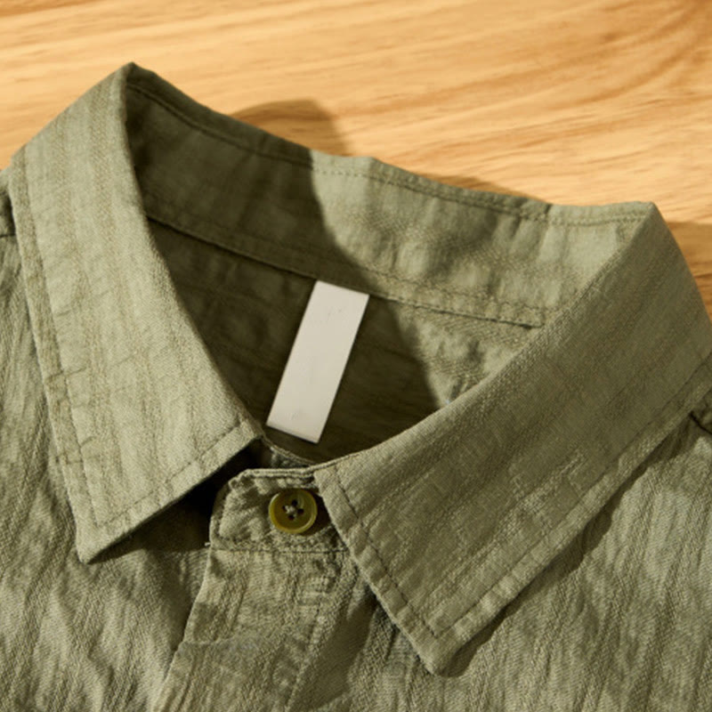 Chemise d'été en Tencel à manches courtes et boutons pour homme, couleur unie et respirante, motif Buddha Stones - image 5
