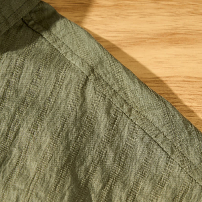 Chemise d'été en Tencel à manches courtes et boutons pour homme, couleur unie et respirante, motif Buddha Stones