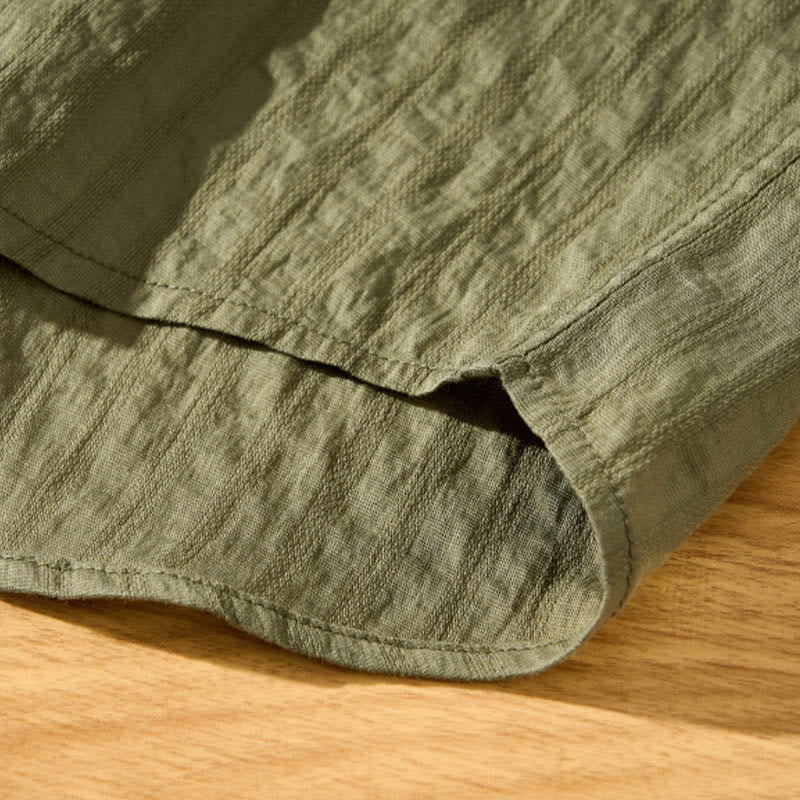 Chemise d'été en Tencel à manches courtes et boutons pour homme, couleur unie et respirante, motif Buddha Stones