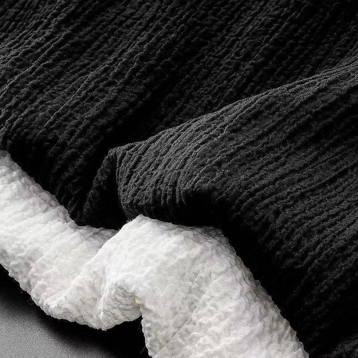 Ensemble 2 pièces pour homme, t-shirt à manches courtes et pantalon à col en V froissé, couleur unie, motif Buddha Stones - image 6