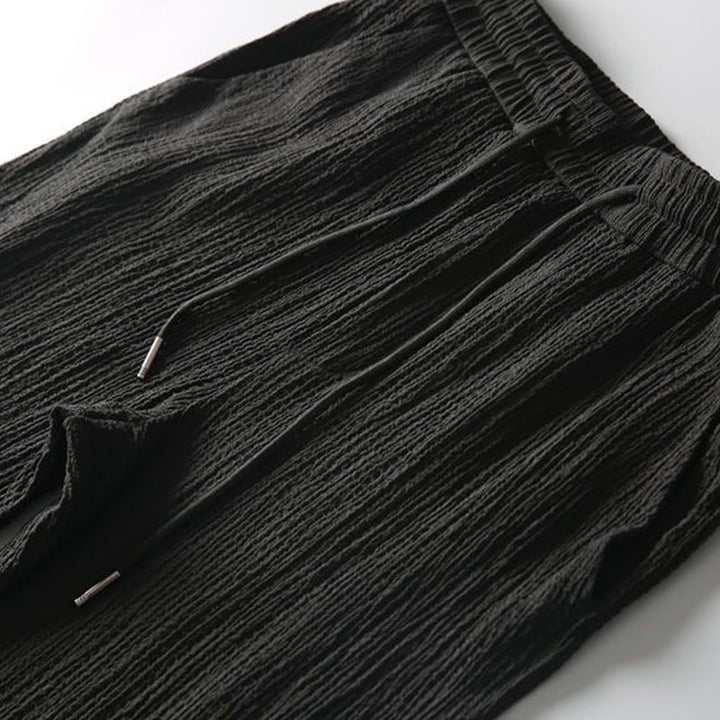 Ensemble 2 pièces pour homme, t-shirt à manches courtes et pantalon à col en V froissé, couleur unie, motif Buddha Stones - image 5