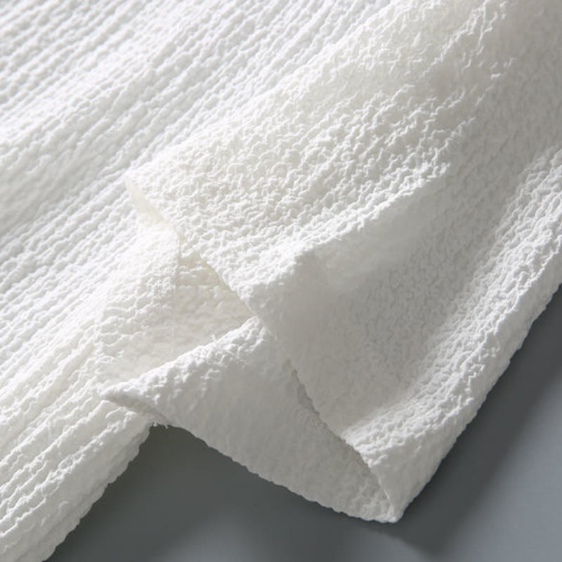 Ensemble 2 pièces pour homme, t-shirt à manches courtes et pantalon à col en V froissé, couleur unie, motif Buddha Stones - image 14