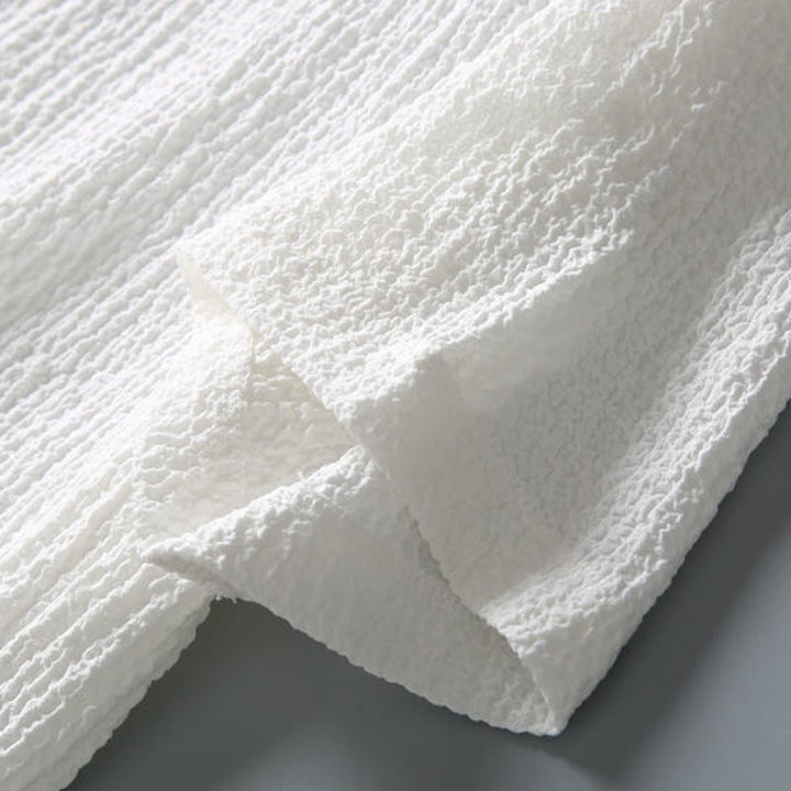 Ensemble 2 pièces pour homme, t-shirt à manches courtes et pantalon à col en V froissé, couleur unie, motif Buddha Stones - image 14