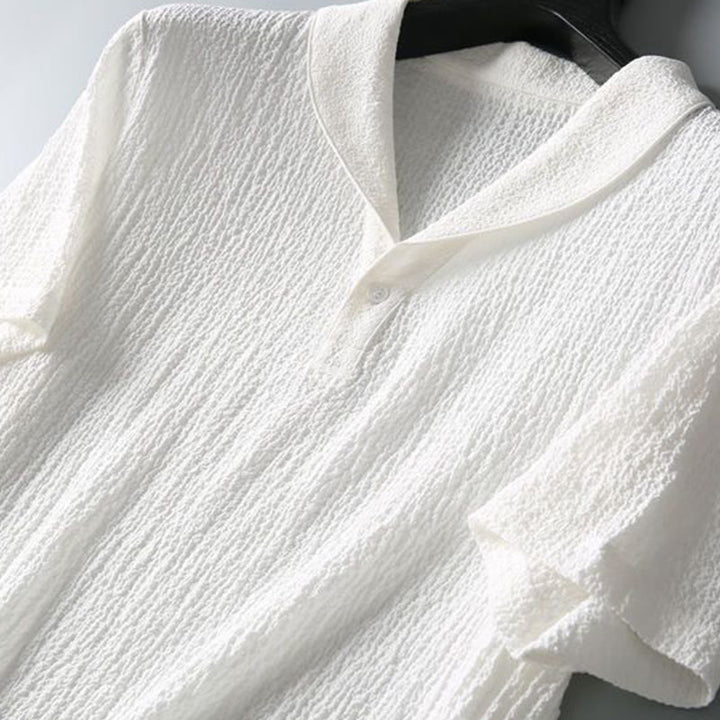 Ensemble 2 pièces pour homme, t-shirt à manches courtes et pantalon à col en V froissé, couleur unie, motif Buddha Stones - image 11