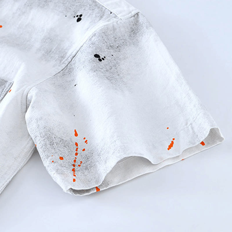 Chemise en coton à manches courtes et boutons pour homme, motif Buddha Stones, encre d'été éclaboussée de couleurs