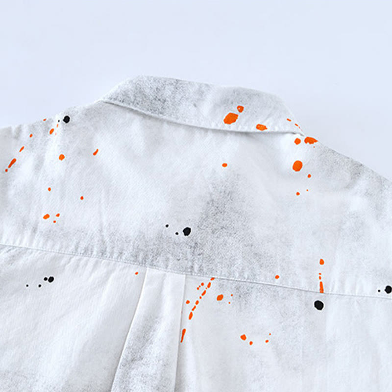 Chemise en coton à manches courtes et boutons pour homme, motif Buddha Stones, encre d'été éclaboussée de couleurs - image 12