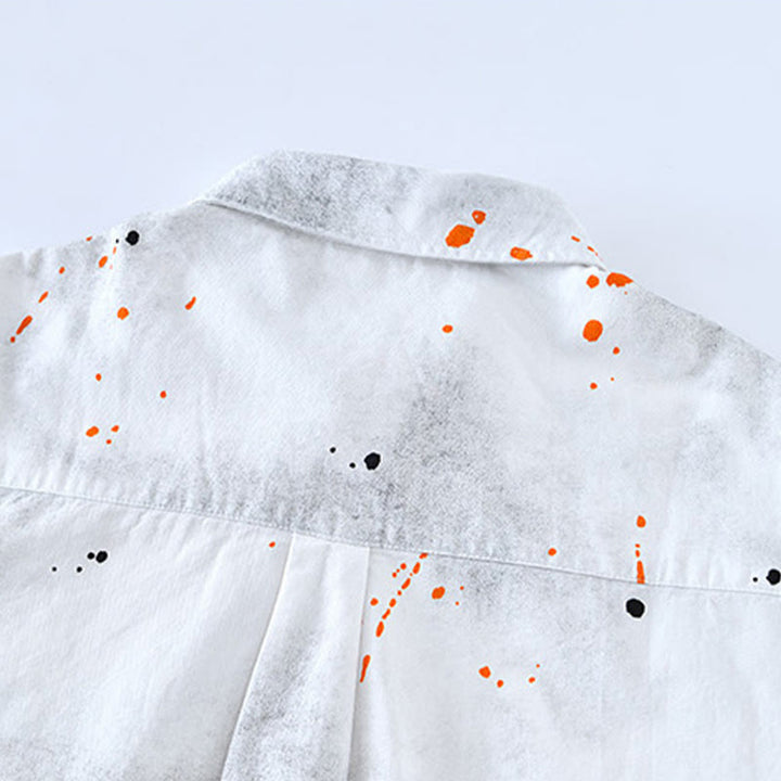 Chemise en coton à manches courtes et boutons pour homme, motif Buddha Stones, encre d'été éclaboussée de couleurs - image 12