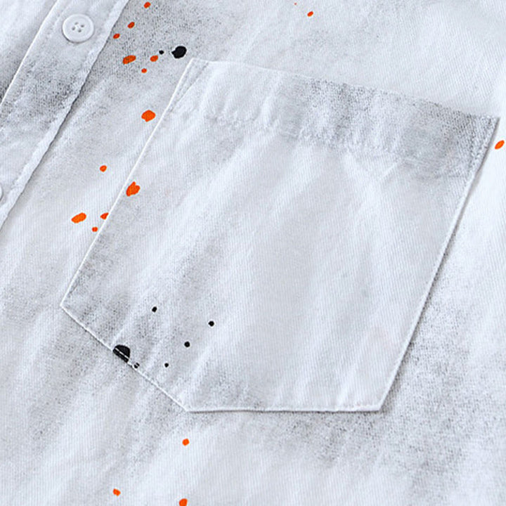 Chemise en coton à manches courtes et boutons pour homme, motif Buddha Stones, encre d'été éclaboussée de couleurs - image 13