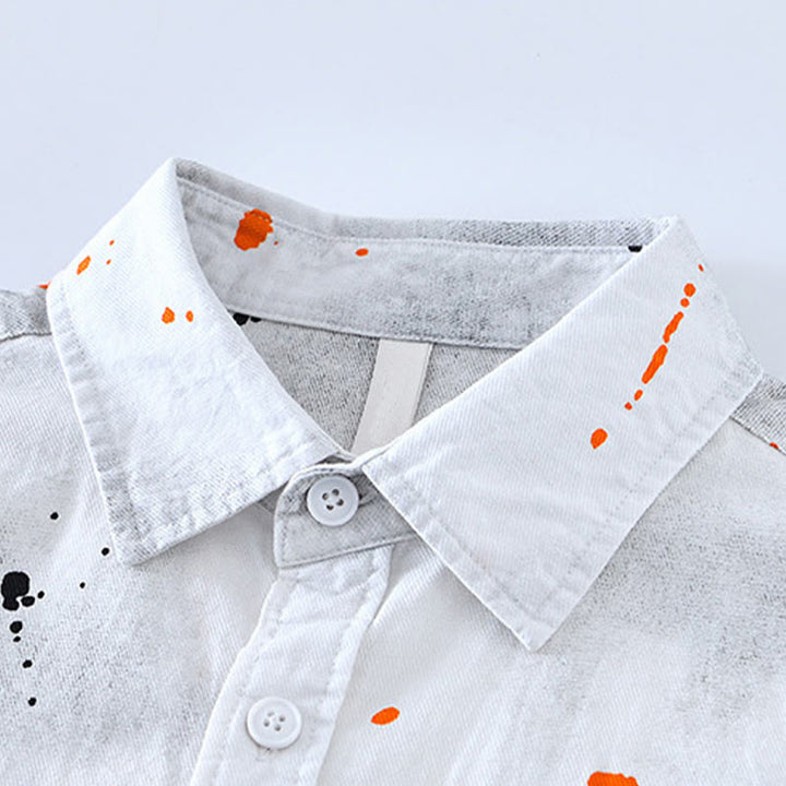 Chemise en coton à manches courtes et boutons pour homme, motif Buddha Stones, encre d'été éclaboussée de couleurs