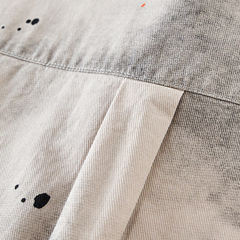Chemise en coton à manches courtes et boutons pour homme, motif Buddha Stones, encre d'été éclaboussée de couleurs