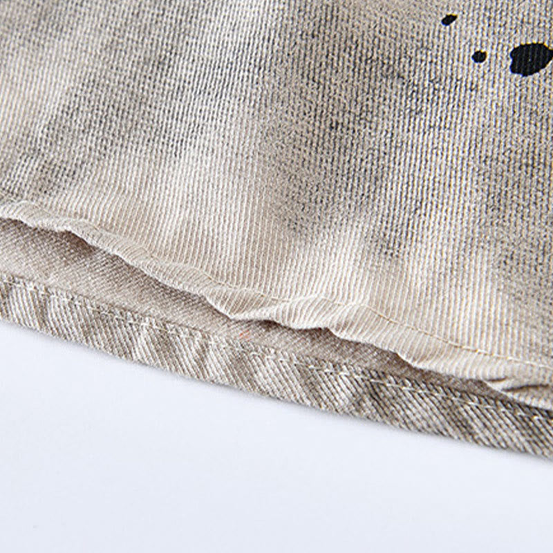 Chemise en coton à manches courtes et boutons pour homme, motif Buddha Stones, encre d'été éclaboussée de couleurs