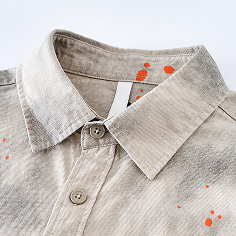Chemise en coton à manches courtes et boutons pour homme, motif Buddha Stones, encre d'été éclaboussée de couleurs