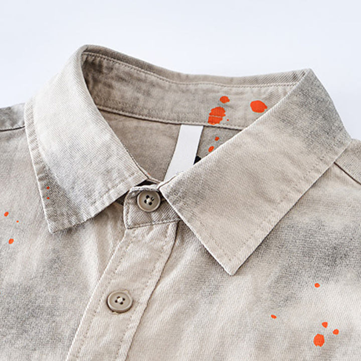 Chemise en coton à manches courtes et boutons pour homme, motif Buddha Stones, encre d'été éclaboussée de couleurs - image 2