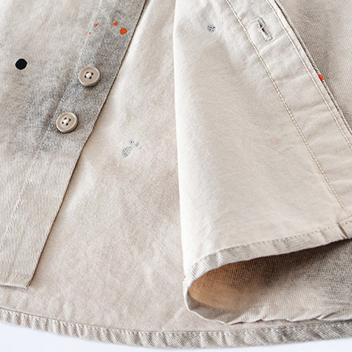 Chemise en coton à manches courtes et boutons pour homme, motif Buddha Stones, encre d'été éclaboussée de couleurs - image 7