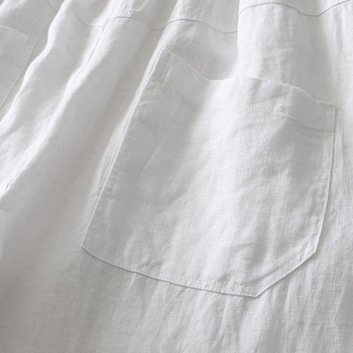 Pantalon large en coton et lin pour femme, couleur unie, taille élastique, avec poches , Buddha Stones été - image 17