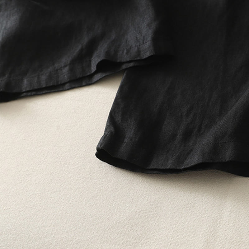 Pantalon large en coton et lin pour femme, couleur unie, taille élastique, avec poches , Buddha Stones été - image 25