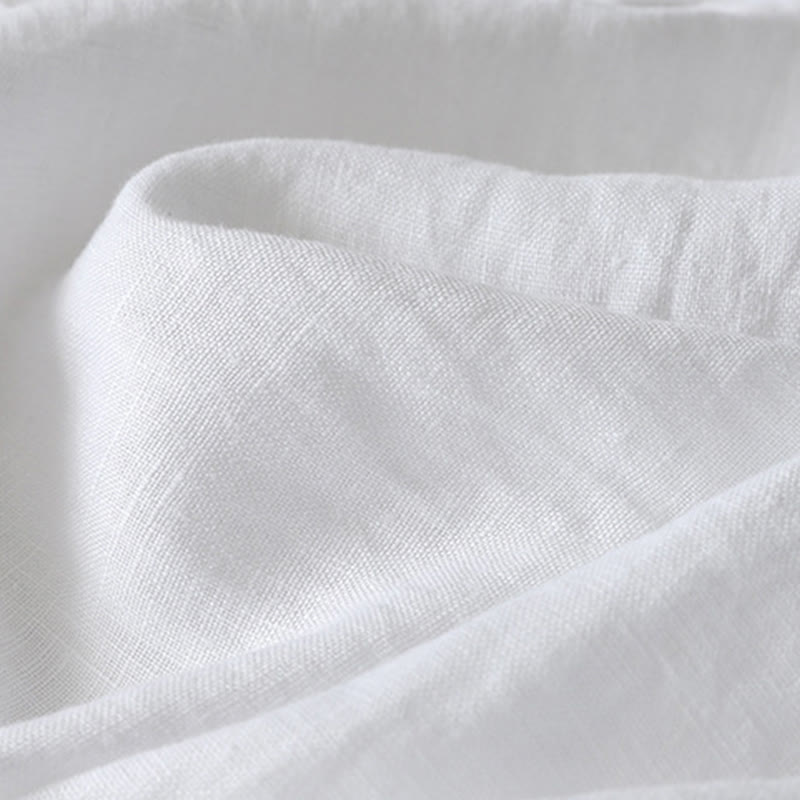 Pantalon large en coton et lin pour femme, couleur unie, taille élastique, avec poches , Buddha Stones été - image 18