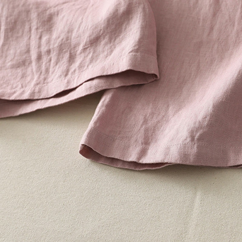 Pantalon large en coton et lin pour femme, couleur unie, taille élastique, avec poches , Buddha Stones été - image 11