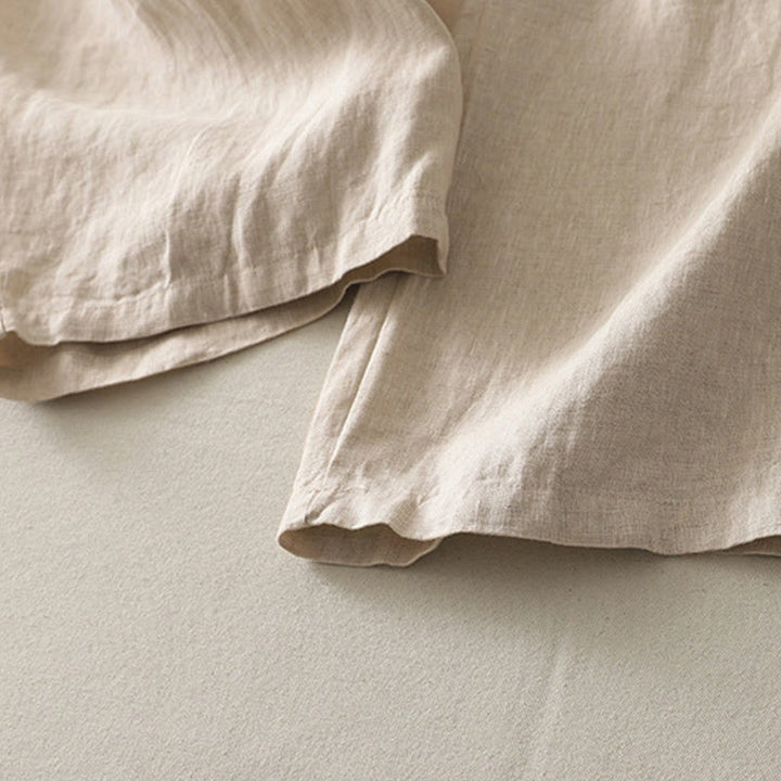 Pantalon large en coton et lin pour femme, couleur unie, taille élastique, avec poches , Buddha Stones été - image 3