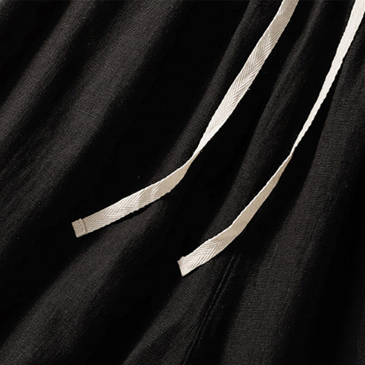 Pantalon Buddha Stones uni en coton avec cordon de serrage et poches pour femme, longueur 7-8 - image 16