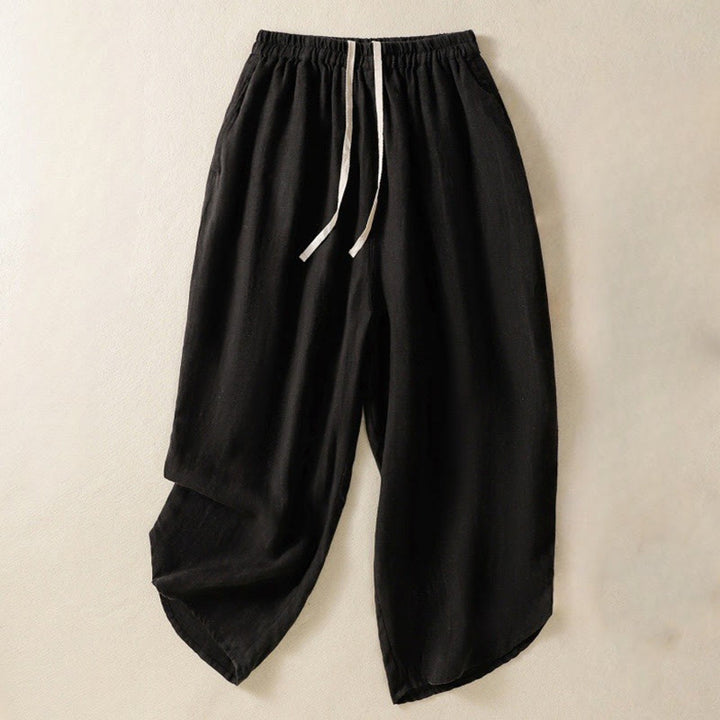 Pantalon Buddha Stones uni en coton avec cordon de serrage et poches pour femme, longueur 7-8 - Noir - US8-10，UK/AU12-14，EU40-42 (2XL) - image 12