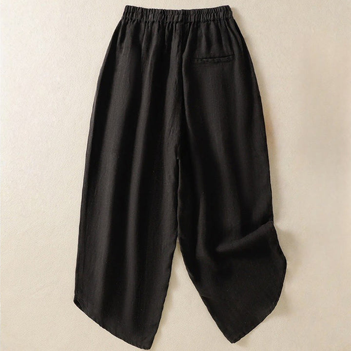 Pantalon Buddha Stones uni en coton avec cordon de serrage et poches pour femme, longueur 7-8 - image 13