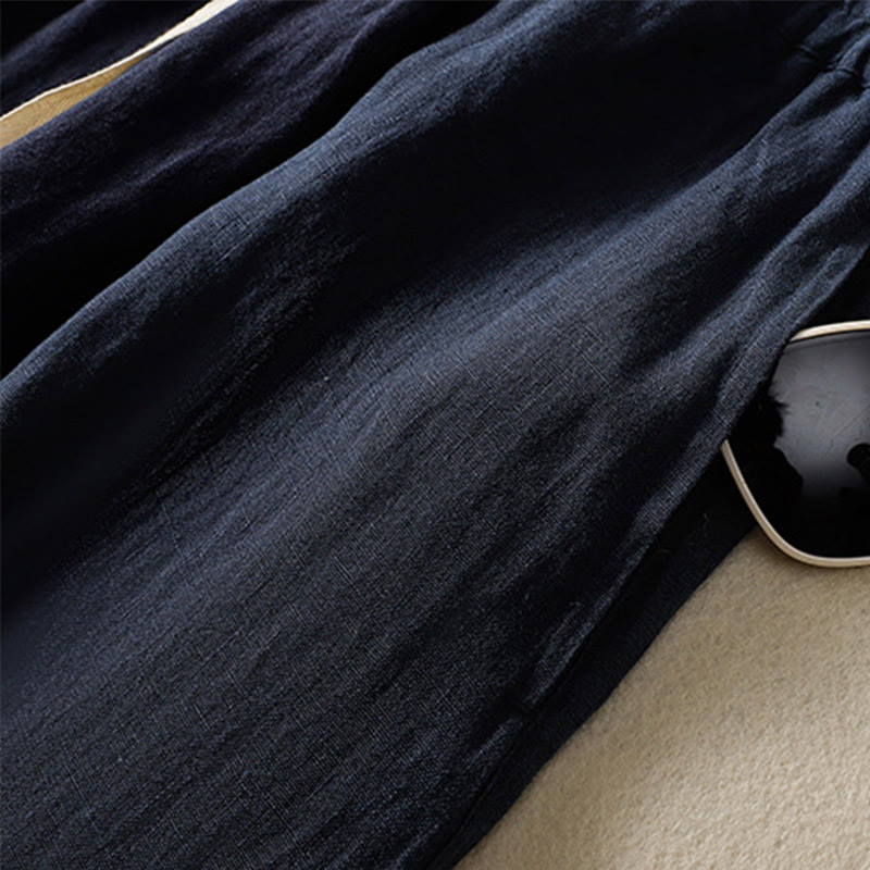 Pantalon Buddha Stones uni en coton avec cordon de serrage et poches pour femme, longueur 7-8 - image 7